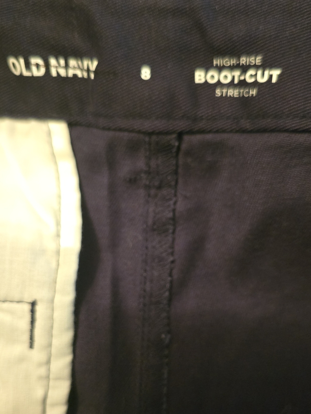 New Old Navy Women's 8 Navy High-Rise Boot-Cut Chino Khaki Pants - Picture 6 of 9